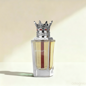 Dynasty parfumfles met zilveren kroon en gouden vloeistof