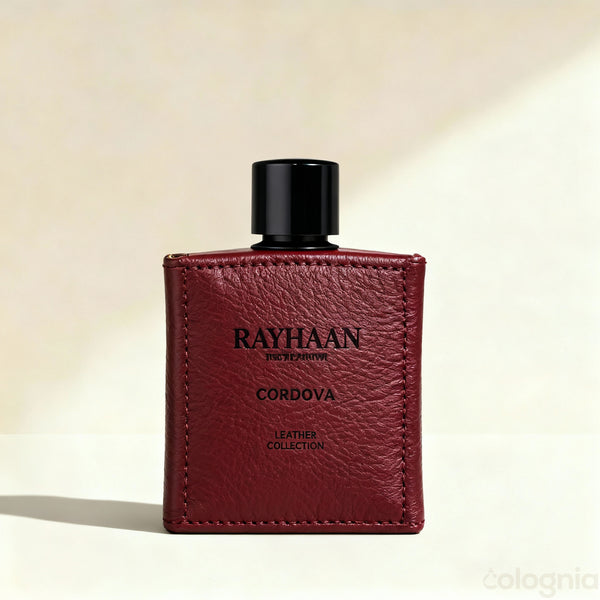 Cordova by Rayhaan parfumfles met bordeaux lederen hoes